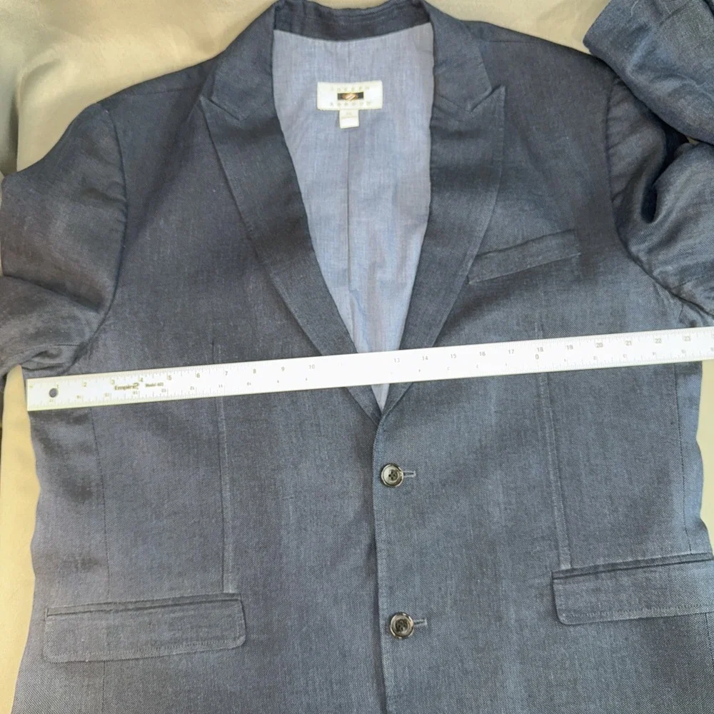 Joseph Abboud Sports Coat 44R 100%‎ Linen Two Button Blue Lined Blazer